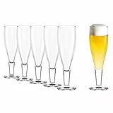 Stölzle Lausitz Milano Biergläser 6er Set 390 ml – Elegantes Bierglas ideal für Pils & andere Biere – Stilvolle Biergläser aus hochwertigem Kristallglas – Spülmaschinengeeignet & Made in Germany