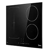 Midea KI500IX Induktionskochfeld 60 cm, Induktionskochplatte mit Bräterzone,9 Stufen,Touch- Steuerung,Pfannensensor,Restwärmeanzeige,ReStart,Kindersicherung,7000W Kochfeld Induktion mit Power Boost