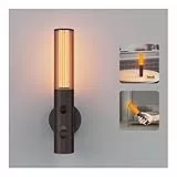 Feallive Wandleuchte Innen mit Bewegungsmelder, Akku Lampe mit Schalter 3 Helligkeitsstufen Warmes Licht, 360° drehbare, für Wohnzimmer TreppenhausFlur kabellose Wandlampe (Braun)