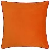 furn. Meridian Kissenbezug – luxuriöser kontrastfarbener paspelierter Samt-Dekobezug (Clementine/Helles Rosa – 45x45cm)