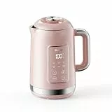 OLEGA Wasserkocher: 1800 W Wasserkocher mit Temperaturregelung, 1,5 l Fassungsvermögen, Edelstahl, Smart Kettle, ideal für Kaffee und Tee, Rosa