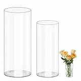 Wintfarm Vase,2 Set Acryl Zylindervase,Klare Langlebige Unzerbrechliche Vasen,Vase Kunststoff für Blumenarrangements, Tischdeko,Hochzeits-Mittelstücke, Heimwerken (20x10 und 25x12cm)