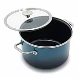Merten & Storck Europäisch gefertigtes Kochgeschirr aus emailliertem Stahlkern, 6,3QT Suppentopf mit Deckel, Induktion, PFAS und PTFE-frei, spülmaschinenfest, ofen- und grillfest, Ägäisches Blaugrün