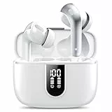 IKT Bluetooth Kopfhörer, In Ear Kopfhörer Kabellos Bluetooth 5.3 mit 50H Tiefer Bass, 2026 Neue Kabellose Kopfhörer Noise Cancelling Earbuds mit 4 ENC Mic, IPX7 Wasserdicht Ohrhörer, Klassisches Weiß