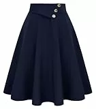 Belle Poque 1950s Vintage Rock für Damen Hohe Taille Slim Fit Flowy Swing Rock für den Alltag Marineblau BP0758-04 M