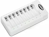 Granicell 8-Slot Akku Ladegerät für AA AAA NI-MH Batterien, Intelligentes Schnellladegerät für Haushaltsbatterien, Unabhängige Ladeschächte mit LCD/LED-Schutz, Universal Battery Charger