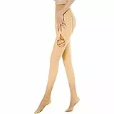 Kukeyiee Thermostrumpfhosen für Damen Fleece Strumpfhose Winter Gefälschte Durchscheinend Plüschstrümpfe Pantyhose blickdicht Wärmende Leggings(90g für 15~25℃,1pc Hautfarbe Undurchsichtig)