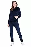 CityComfort Trainingsanzug Damen Velour Jogginganzug Set Bequem Lounge Set Damen Teenagers mit Hoodie mit Reißverschluss und Jogginghose (XL, Dunkelblau)