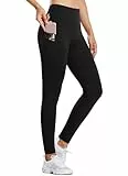 BALEAF Thermo Leggings Damen Winter Leggings high Waist Sportleggings mit Taschen Leggings yogahose aus Fleece Winterhosen sind wasserdicht Schwarz M