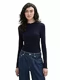 TOM TAILOR Denim Damen Basic Longsleeve mit RIPP,10668 - Sky Captain Blue, S