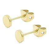 Artskin Damen Gold ohrringe Titan Ohrstecker für Herren Ohrring Mädchen Kinder Ohrringe 5mm 14k Gold Rund Flach Hypoallergen Ohrringe Ohrstecker (5mm, Gold)