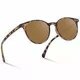 Wrimen Sonnenbrille-Damen-polarisiert-UV400 Schutz-Sunglasses-Woman-Retro-Runde-Klassisch-Sonnenbrillen-Fashion-Brille-Unisex-Leopardenmuster Tee