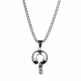 Flongo Herren-Kette Männer Kette Halskette mit Totenkopf Schädel Fragezeichen Anhänger Silber Hip Hop Gotik Biker Herren-Accessoires