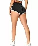 RIOJOY Damen Booty Shorts Scrunch Butt Kurze Leggings Sexy Figurformend Sportshorts Radlerhose Hotpants, Schwarz M