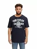 TOM TAILOR Herren Plussize T-Shirt mit Logo-Print, 10690 - Knitted Navy, 4XL