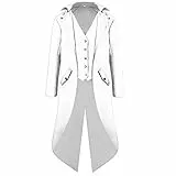 Steampunk Kostüm Herren Vintage Frack Jacke Gothic Viktorianische Uniform Smoking Mantel Halloween Cosplay Kostüm, Weiss/opulenter Garten, X-Large