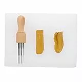 HEALSOPTHY 1 Satz Filznadeln Selbstgemacht Materialpaket mit Holzgriff Dünne Nadeln und Fingerlinge Zubehör zum Trockenfilzen für Anfänger