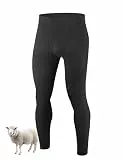 YESWEL 100% Merino Lange Thermohosen Herren - Leicht, Mittelgewicht, Merinowolle Thermo Unterhose Männer, Warme Thermounterwäsche, Winter Skiunterwäsche Funktionswäsche mit Eingriff (Schwarz, S)