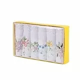 JukLoos Taschentücher für Damen, bestickt, Baumwolle, Spitzentuch, 100 % weiche Baumwolle, weiß, 36