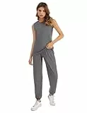 Totatuit Damen Tracksuit Rundhalsausschnitt Einfarbig Zweiteiler Hausanzug Loungewear Outfit Jogger Trainingsanzug Set