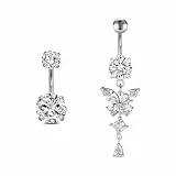 Rajnard Bauchnabelpiercing Gold Silber Chirurgenstahl Schmetterling Bananabells Piercing Schmuck 6mm 8mm 10mm 12mm 14mm Stablänge