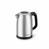 Tefal Edelstahl-Wasserkocher, 1,7 l, 2200 Watt für schnelles Kochen, automatische Abschaltung, sichtbares Wasserstandfenster, One-Touch Deckelöffnung, abnehmbarer Anti-Kalk-Filter, KI1R0DE0