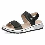 CAPRICE Damen Sandalen flach aus Leder Bequem, Schwarz (Black Softnap.), 38 EU