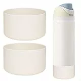 WK IEASON 2Pcs Silikon Wasserflasche Boot für Owala 24oz, schützende Flasche unten Abdeckung Basis für Owala FreeSip Twist und Flip Flask Flaschen (Creme,24OZ)