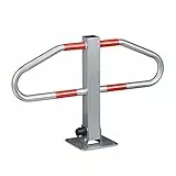 Relaxdays Parkplatzsperre, manueller Parkbügel, 2 Schlüssel, Leuchtmarkierungen, HBT: 47x70x18 cm, silber