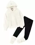 Arshiner Mädchen Bekleidungssets Winter Fleece Hoodie mit Leggings Set Warm Kuschelig Kleidung Zweiteilig Outfits für Kinder 5-6 Jahre