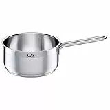 Silit Marino Stielkasserolle 16cm ohne Deckel, Kochtopf klein 1,5l, Milchtopf Induktion, Edelstahl poliert, unbeschichtet, backofengeeignet