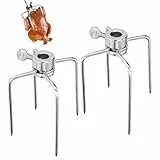 Fleischklammer, 2 Stück Fleischklammer für Drehspieß, Edelstahl BBQ Fleischnadeln, Fleischnadel mit Feststellschraube, Hähnchengrill Grillgabel mit Feststellschraube, Fleischklammer doppelt, Silver