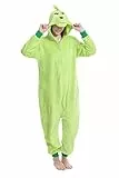 dressfan Grüner Weihnachts Monster Onesie Pyjama Kostüm Jumpsuits Weihnachten Pyjamas Cosplay Kostüm Halloween Schlafanzug für Unisex Erwachsene Jugendliche,S