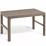 Allibert by Keter Gartentisch Lyon, cappuccino, höhenverstellbar, vom Lounge- zum Esstisch, Kunststoff, 116 x 71,5 x 66,5 cm, wetterfest