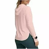 Jamicy UPF 50+ Hoodie Damen Langarm Hoody UV Dünne Pullover Mit Kapuze Langarmshirt Atmungsaktive Schnelltrocknend Sweatshirt Sonnenschutz Angeln Kapuzenpulli Rashguard Stretch Rosa M