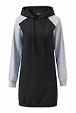 YUTILA Damen Hoodie Kapuzenpullover Langarm Lange Sweatkleid Pulloverkleid Winterkleid Herbstkleid