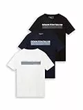 TOM TAILOR Denim Herren Triplepack T-Shirt mit Print 29999 - Black L
