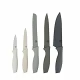 MasterChef Messer Set, Messerset mit Küchenmesser, Kochmesser, Brotmesser, Schälmesser & Allzweckmesser, Schneidemesser Küche Set, Scharfe Messer mit Edelstahlklingen, Softgriff, 5-teilig, Grau