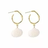 Generisch Ohrringe Damen Sommer Muschel Ohrring Perlen Ohrstecker Strand Ozean Ohrringe Zubehör Ohrringe Schraubverschluss Piercing Mini Creolen Ohrring für Tanzfestival Partyzubehör