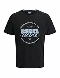 JJ rebel Herren Jrebgray Tee Ss Crew Neck, Black, M