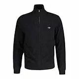 Gant Herren Extrafine Lambswool Zip Cardigan Strickjacke, Dk Charcoal Melange, XL EU