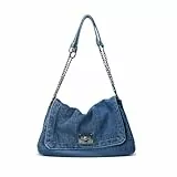 HuiYStar Denim-Tragetasche für Damen,Modisch,Verstellbare Kette,Schultertasche, Umhängetasche, Handtasche, Retro-Reißverschluss, Hobo-Geldbörse