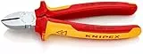 KNIPEX Seitenschneider, verchromt, 180 mm, Chrom-Vanadium Stahl, VDE, weicher Draht(Kupfer)-harter Draht(Stahldraht), Präzisionsschneiden, 70 06 180