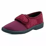 JOMIX Diabetiker Schuhe Damen Orthopädische Pantoffeln Senioren Hausschuhe mit Klettverschluss Leichte Atmungsaktiv Pantoletten mit Memory Foam Bequeme Slipper (ITD2447, Rot, 36 EU)
