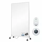 BR Bringer Infrarotheizung Standgerät - 800 Watt - Energiesparend - Mobile Elektroheizung mit Standfüßen auf Rollen, Thermostat und Fernbedienung - TÜV & GS (weiß)
