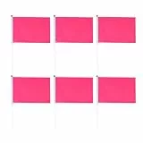 Happyyami Handfahnen 50 Stück Rosa Quadratische Minifahnen Aus Polyester Leicht Tragbar Für Party Feier Gartendeko