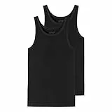 Schiesser Herren 2 Pack Unterhemd Ohne Arm - 95/5 Organic Unterwäsche, Schwarz_176038, L EU