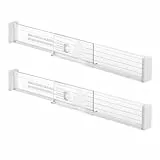 iDesign Schubladen Organizer, verstellbares Schubladen Ordnungssystem aus Kunststoff für die Küche, 2er-Set Schubladentrenner für tiefe Schubladen, durchsichtig