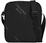 Calvin Klein Jeans Herren Umhängetasche Essentials Reporter Klein, Schwarz (Black/Pinstripe Grey), Einheitsgröße