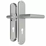 DIYGEEK Türgriffe Innentüren, Türklinke für Drückergarnitur Zimmertür, Türgriff-Set Edelstahl 72MM-PZ-Profilzylinder, L-Form, Silber Gebürstet